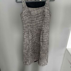 Banana Republic Womens Shift Dress Size 6 Black White Sleeveless Tweed Fabric